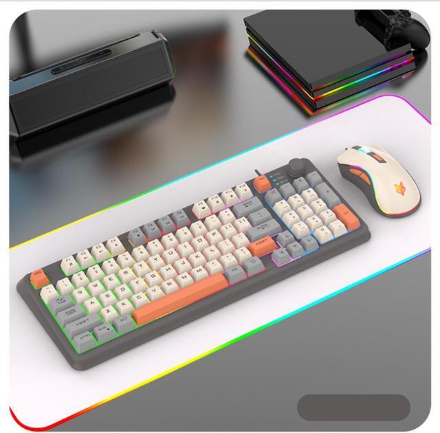 Alt view image 7 of 7 - K820 USB Corded Gaming Keyboard and Mouse Kit Colorful Lighting 94 Keys Layout Keypad 3 Color Keycaps 94 Keys Gaming Keyboard K82 Game Keyboard and Mouse USB Corded