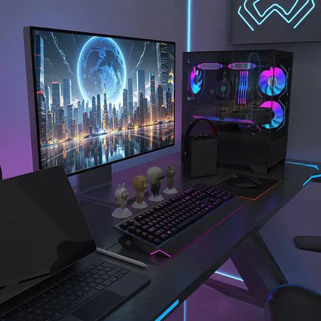 Alt view image 2 of 7 - MATX-SLIM/ITX Gaming PC Cases with 3x120MM ARGB fans Preinstalled,itx case, 270° Full View Tempered Glass Mid Tower,Mid-Tower USB 3.0 with Double Tempered Glass Full View Computer Cases