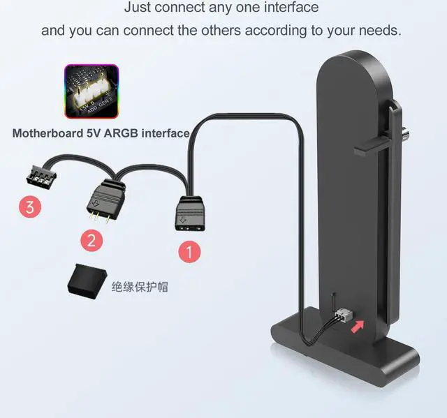 Alt view image 6 of 7 - ARGB GPU Support Bracket, Universal GPU Bracket with Temperature Display, Graphics Video Card Brace with Height Adjustable