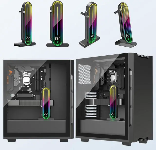 Alt view image 7 of 7 - ARGB GPU Support Bracket, Universal GPU Bracket with Temperature Display, Graphics Video Card Brace with Height Adjustable