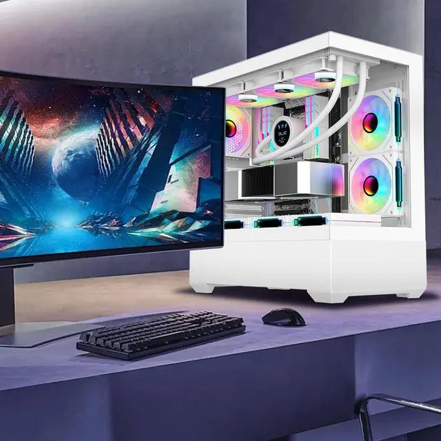 Alt view image 4 of 7 - RGB Fans:6 pack 120mm PWM ARGB Case Fan with Fan Hub and Remote,Speed Control,PWM Control Fan for Computer Case and Liquid Cooling System White