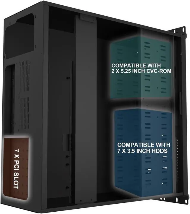 Alt view image 6 of 7 - 4U Server Cabinet Case,4U Server Chassis Rackmount Server Case 7 x PCI Slot Rackmount 4U Server Chassis Lockable with Key