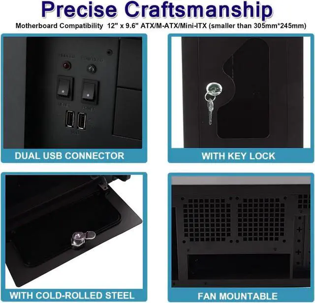 Alt view image 4 of 7 - 4U Server Cabinet Case,4U Server Chassis Rackmount Server Case 7 x PCI Slot Rackmount 4U Server Chassis Lockable with Key