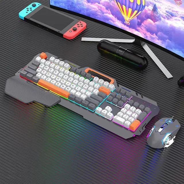 Alt view image 2 of 7 - Wired Gaming Keyboard and Mouse Set with Wrist Rest Keyboard for Windows/Mac, Desktop, Laptop, PC