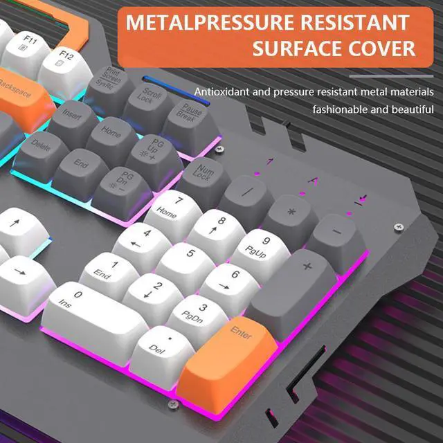 Alt view image 4 of 7 - Wired Gaming Keyboard and Mouse Set with Wrist Rest Keyboard for Windows/Mac, Desktop, Laptop, PC/blue and white