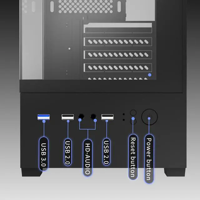 Alt view image 7 of 7 - Micro ATX Case, MATX PC Case with 3 X 120mm 3-Pin ARGB Fan Pre-Installed, Panoramic View Tempered Glass Front & Side Panel, Black