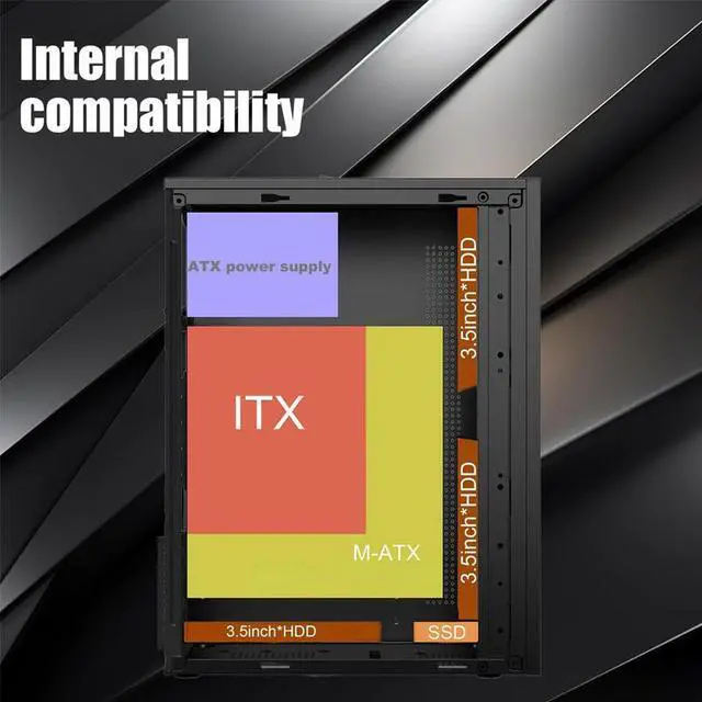 Alt view image 3 of 7 - M-ATX Mini Tower Gaming Computer Cases,Front Panel with Fully Ventilated Airflow,Supports M-AXT/ITX (Black)