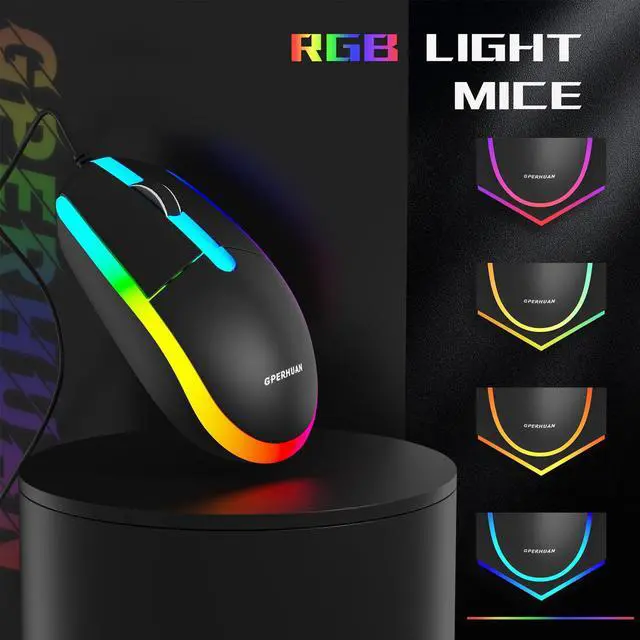 Alt view image 6 of 7 - Wired Gaming Keyboard and Mouse Headset Combo,Rainbow LED Backlit Wired Keyboard,Over Ear Headphone with Mic,Rainbow Backlit Gaming Mice,Mouse Pad,for PC,Laptop,Mac,PS4,Xbox(Black)