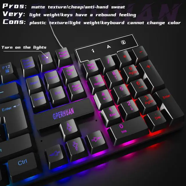 Alt view image 3 of 7 - Wired Gaming Keyboard and Mouse Headset Combo,Rainbow LED Backlit Wired Keyboard,Over Ear Headphone with Mic,Rainbow Backlit Gaming Mice,Mouse Pad,for PC,Laptop,Mac,PS4,Xbox(Black)