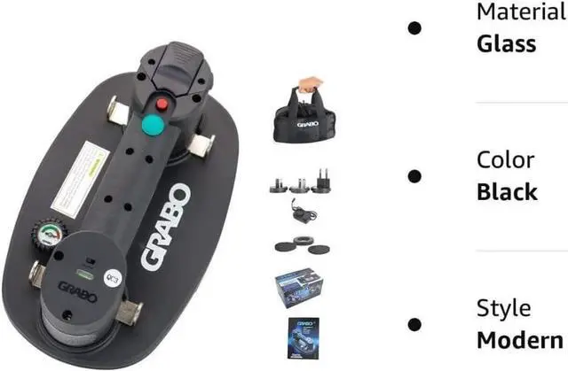 Alt view image 4 of 7 - GRABO Nemo Grabo Electric Vacuum Suction Cup Lifter with 375 lb Maximum Load Capacity, Includes Battery and Seal