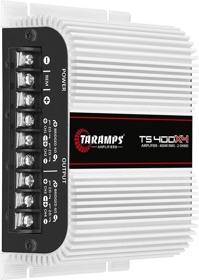 Alt view image 3 of 6 - Taramps TS 400x4 400 watts RMS 4 Channels Full Range Car Audio Amplifier, 2 Bridged Channels, RCA Input Class D, Output Power, Multichannel Amplifier System, Small