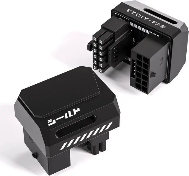 Main image of EZDIY-FAB PCIe 5.0 Adapter - 600W 12+4pin, 16pin 12VHPWR GPU Power Connector, 180 Degree Right Angle - Compatible with RTX 3090Ti, 4070Ti, 4080, 4090 Graphics Cards - RVS Type, Black, 1 Pack