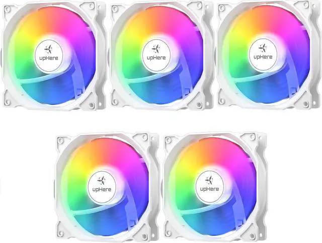 Main image of upHere 120mm RGB Case Fan,Quiet Edition High Airflow Adjustable Color LED Case Fan for PC Cases, CPU Coolers,Radiators System,5-Pack,White Edition/C806-5