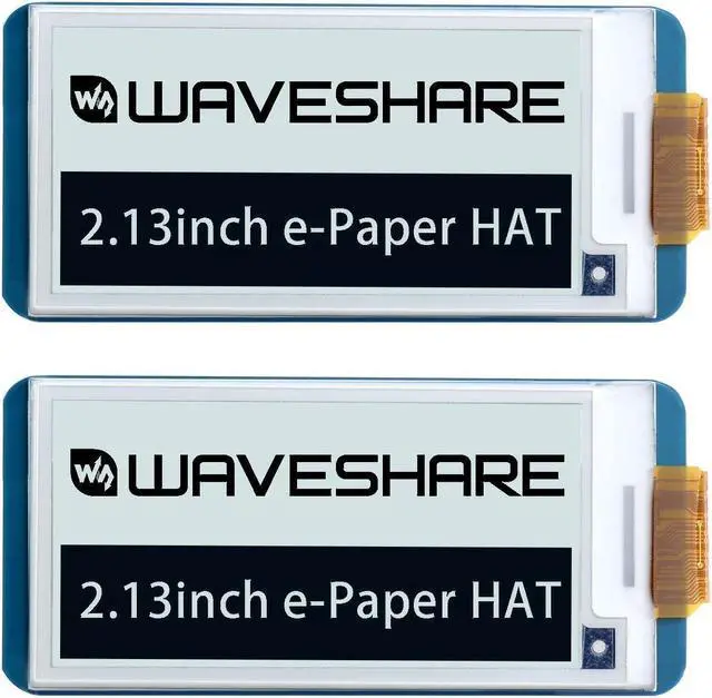 Main image of 2PCS Waveshare 2.13inch E-Ink Display HAT V4 Version Compatible with Raspberry Pi 4B/3B+/3B/2B/B+/A+/Zero/Zero W/WH/Zero 2W Series Boards 250x122 Resolution SPI Interface Supports Partial Refresh