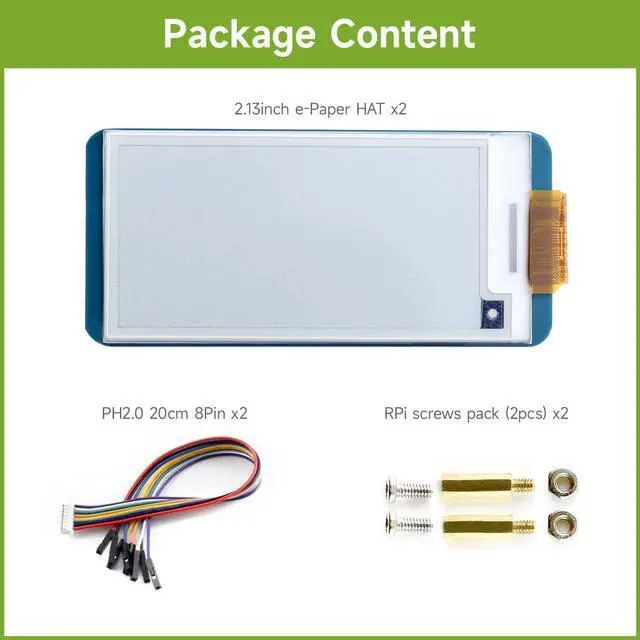 Alt view image 2 of 5 - 2PCS Waveshare 2.13inch E-Ink Display HAT V4 Version Compatible with Raspberry Pi 4B/3B+/3B/2B/B+/A+/Zero/Zero W/WH/Zero 2W Series Boards 250x122 Resolution SPI Interface Supports Partial Refresh