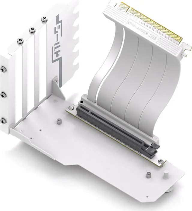 Main image of EZDIY-FAB Vertical GPU Mount with High-Speed PCIE 4.0 Riser Cable, Shield Series, 115mm/4.52in Flexible Extension, 90 Degree Connector, Only Compatible to Full-Opened PCIe Slots-White-YIHPI344-1