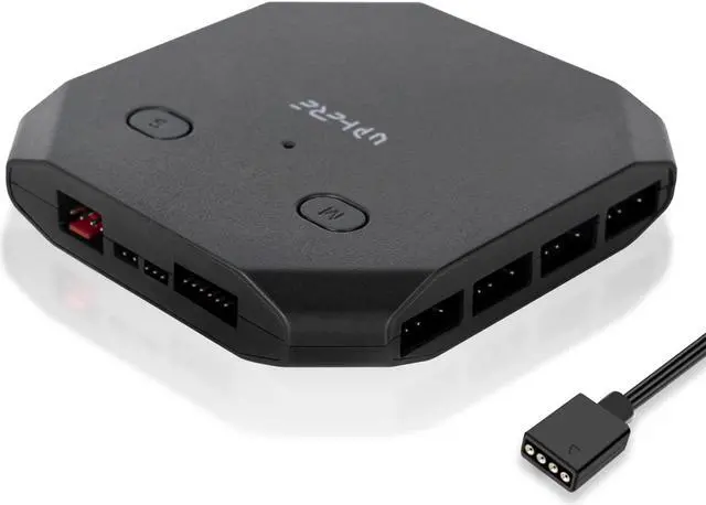 Main image of upHere 12V RGB to 5V ARGB PC Fan Hub with 6 PWM 4Pin Port,8 5V ARGB 3Pin Port,Support up to 6 4-Pin & 3-Pin Case Fans and Additional 2 ARGB Accessories Black FH14-12V(Only Support 12VRGB Motherboard)