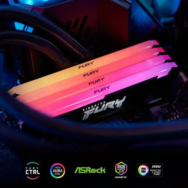 Alt view image 3 of 5 - Kingston FURY Beast 32GB 3600MT/s DDR4 CL18 Desktop Memory Single Module | Intel XMP | AMD Ryzen | Plug n Play | RGB Infrared Syncing | KF436C18BB2A/32