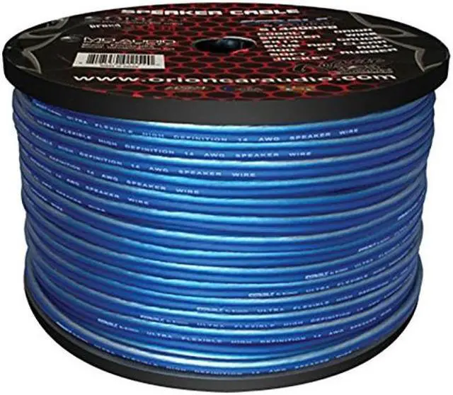 Main image of Orion Cobalt S14300PB 14 Gauge AWG (300-Ft Blue/Clear) High Powered Car Speaker Wire Roll, Surround Sound, Home Theater Speakers, RV Audio | 2x14 Gauge Speaker Cable/Wire Roll