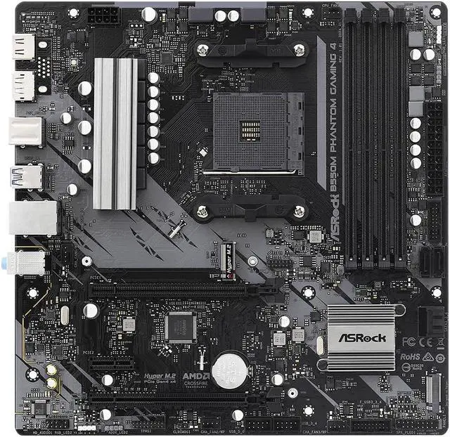 Alt view image 2 of 5 - ASRock AM4 AMD B550 SATA 6Gb/s Micro ATX AMD Motherboard Model B550M Phantom Gaming 4