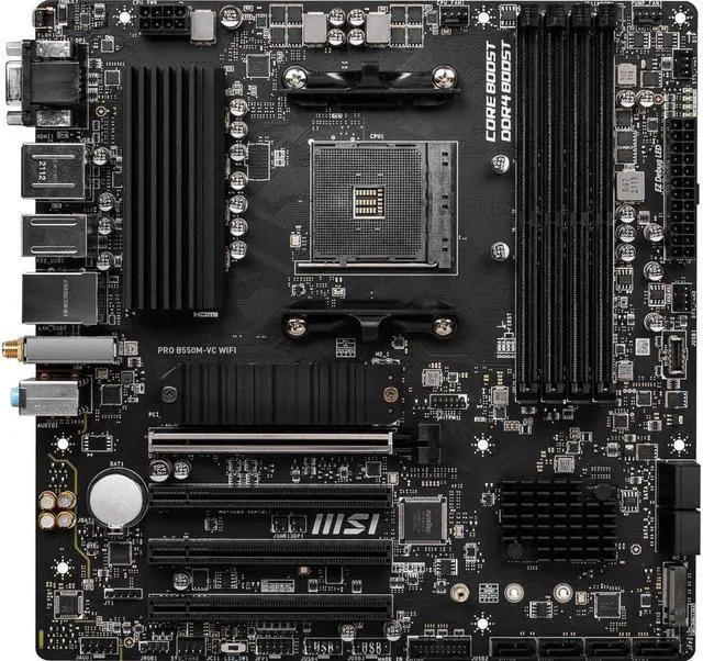 Alt view image 3 of 5 - MSI PRO B550M-VC WIFI ProSeries Motherboard (AMD Ryzen 5000 series, AM4, DDR4, PCIe 4.0, SATA 6Gb/s, M.2, USB 3.2 Gen 2, HDMI/DP, Wi-Fi 6E, Bluetooth 5.2, mATX)
