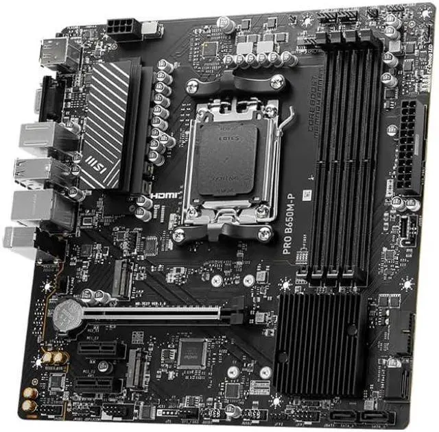 Alt view image 3 of 5 - MSI PRO B650M-P ProSeries Motherboard (AMD Ryzen 8000/7000, AM5, DDR5, PCIe 4.0, M.2, SATA 6Gb/s, USB 3.2 Gen 2, HDMI/DP, 2.5Gbps LAN, mATX)