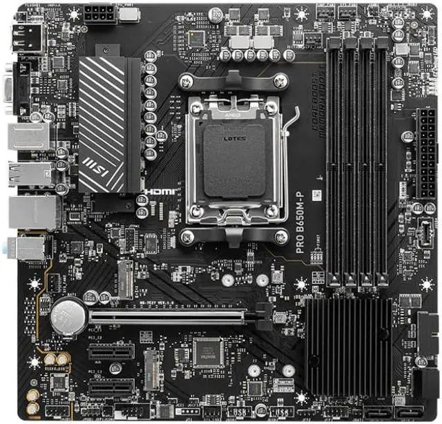 Alt view image 4 of 5 - MSI PRO B650M-P ProSeries Motherboard (AMD Ryzen 8000/7000, AM5, DDR5, PCIe 4.0, M.2, SATA 6Gb/s, USB 3.2 Gen 2, HDMI/DP, 2.5Gbps LAN, mATX)