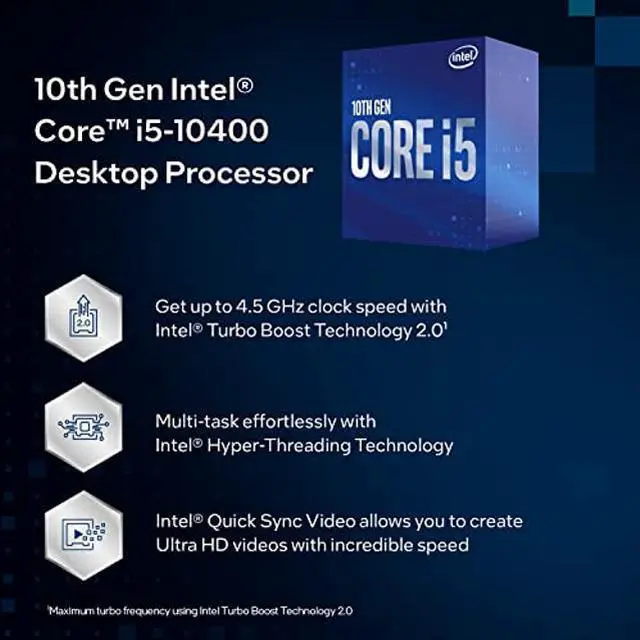 Alt view image 3 of 5 - Intel Core i5-10400 Desktop Processor 6 Cores up to 4.3 GHz  LGA1200 (Intel 400 Series Chipset) 65W, Model Number: BX8070110400