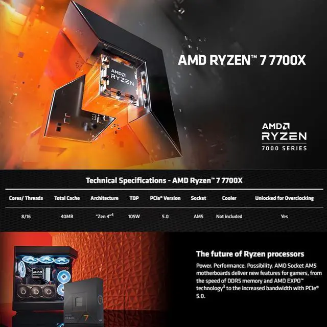 Alt view image 3 of 5 - INLAND Micro Center AMD Ryzen 7 7700X 8-Core 16-Thread 5.4 GHz Unlocked Desktop Processor Bundle with ROG Strix B650E-F Gaming WiFi AM5 (LGA1718) Ryzen 7000 Gaming Motherboard(DDR5, PCIe 5.0)