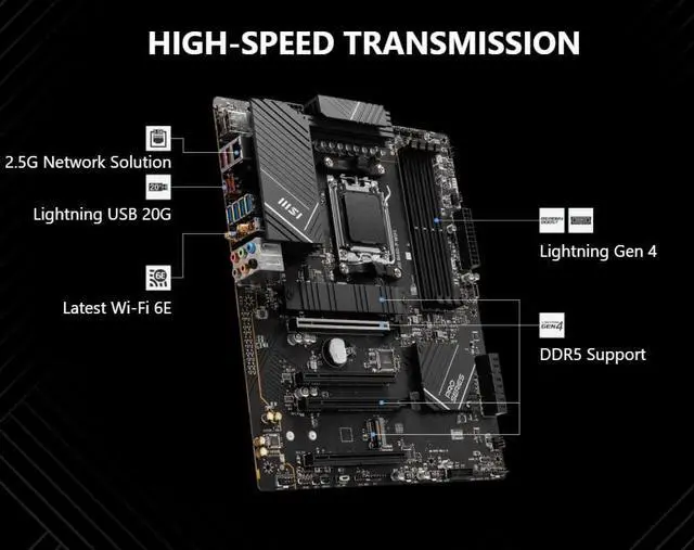 Alt view image 5 of 5 - INLAND Micro Center AMD Ryzen 7 7800X3D 8-Core16-Thread Desktop Processor with MSI PRO B650-P WiFi ProSeries Motherboard (AMD AM5, ATX, DDR5, PCIe 4.0)