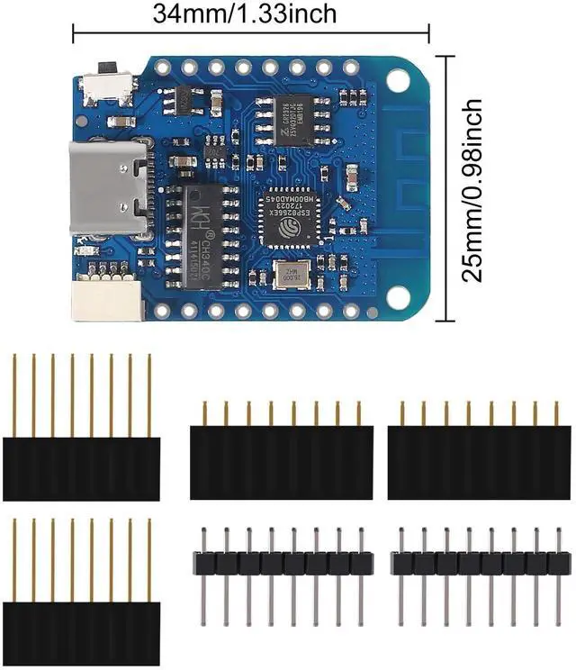 Alt view image 2 of 5 - 10pcs WeMos D1 Mini V4.0.0 Type-C USB WiFi Internet of Things Board Based ESP8266 4MB Compatible with Arduino MicroPython Nodemcu (V4.0.0 Type-C)