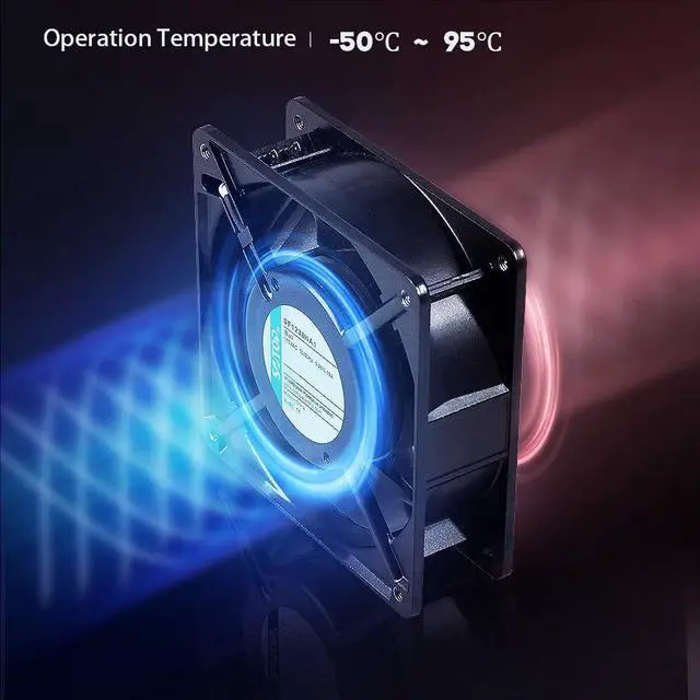 Alt view image 4 of 5 - SOTOP IP55 Waterproof Metal Blades Axial Fan, 115V AC 120mm x 38mm High Speed, for DIY Cooling Ventilation Exhaust Projects
