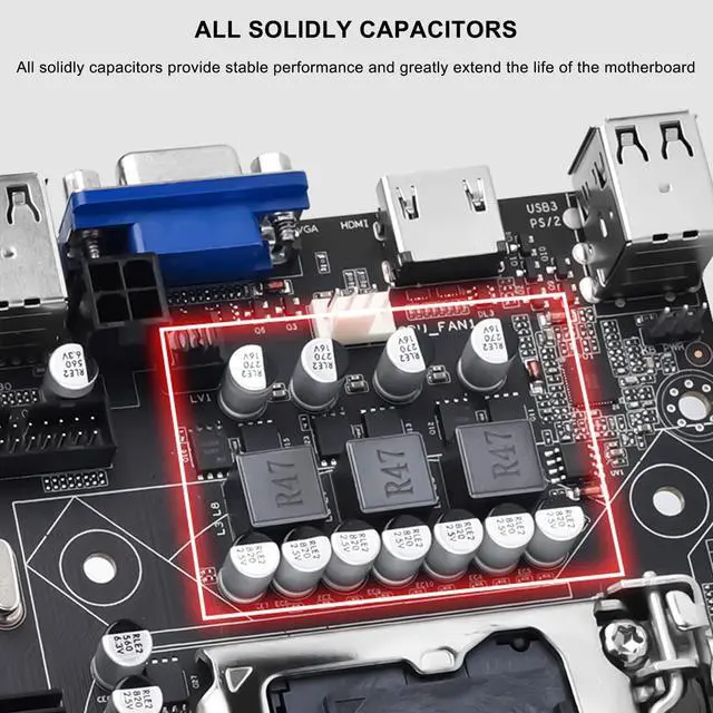 Alt view image 4 of 5 - DDR3 Mainboard, H61S Motherboard for Desktop, Dual Channel DDR3, LGA1155 Processors, for Intel for Core I7/I5/I3, for Pentium, for