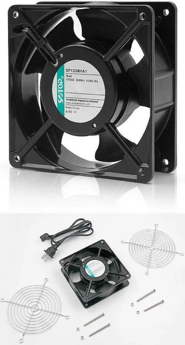 Alt view image 5 of 5 - SOTOP IP55 Waterproof Metal Blades Axial Fan, 115V AC 120mm x 38mm High Speed, for DIY Cooling Ventilation Exhaust Projects