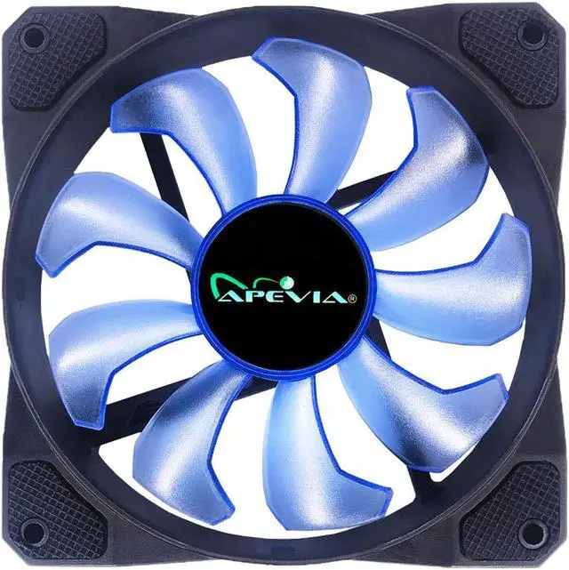 Alt view image 3 of 5 - Apevia CO512L-BL Cosmos 120mm Blue LED Ultra Silent Case Fan w/ 16 LEDs & Anti-Vibration Rubber Pads (5 Pk)