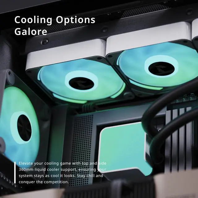 Alt view image 5 of 5 - APNX C1 Mid-Tower ATX Black PC Case, 4 Included High Airflow APNX FP1 ARGB Fans, up to 11 Total Fan Slots, Top and Side 360mm Liquid Cooler Support, 5-port PWM ARGB Control Hub