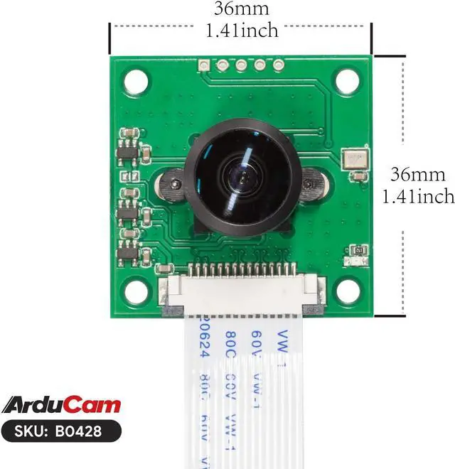 Alt view image 5 of 5 - Arducam 5MP Ultra Wide Angle Fisheye Lens, OV5647 Pi Camera Module with IR Filter and Manual Focus for Raspberry Pi 5/4B/3B /3B+