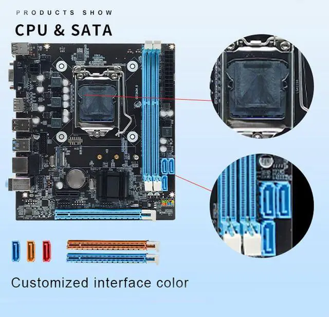 Alt view image 5 of 5 - H81 Gaming Motherboard, LGA 1150 Micro ATX PC Motherboard, Dual Channel DDR3 M.2 NVMe NGFF 6Gb s PCI E Support Core i3 i5 i7, E3 V3, G Series