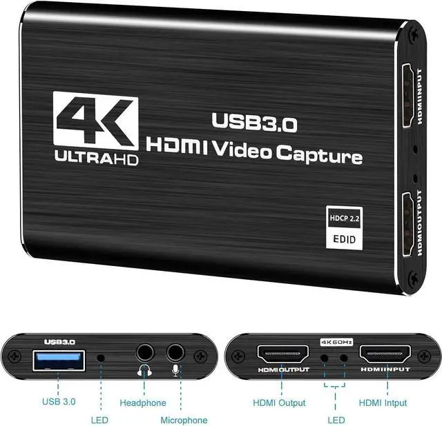 Alt view image 2 of 5 - DIGITNOW Audio Video Capture Card,4K HDMI USB 3.0 Capture Adapter Video Converter 1080P 60fps Portable Capture Device for Video Game Recording Live Streaming Broadcasting,Support PS4 Xbox One Camera