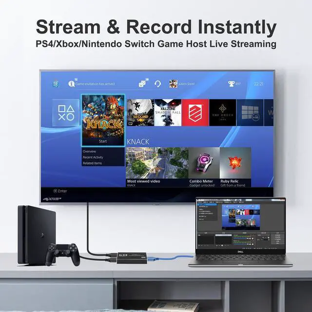 Alt view image 4 of 5 - 4K HDMI Capture Card for Streaming, Full HD 1080P 60FPS USB Cam Link Game Audio Video Capture Card Nintendo Switch/PS5/3ds/Xbox/PS4 (Black)