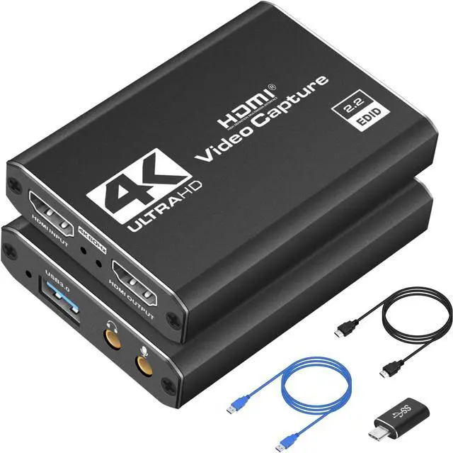 Main image of 4K HDMI Capture Card for Streaming, Full HD 1080P 60FPS USB Cam Link Game Audio Video Capture Card Nintendo Switch/PS5/3ds/Xbox/PS4 (Black)