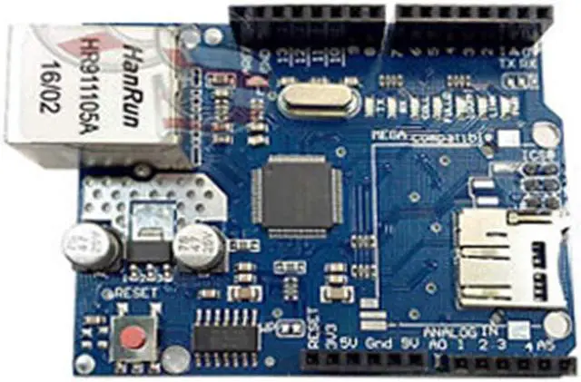 Alt view image 2 of 3 - DEVMO W5100 Ethernet Network Shield LAN for Ar-duino Expansion Board Module with SD Card Slot Compatible with Ar-duino UNO MEGA2560 UNO R3 ATMega 328 MEGA 1280
