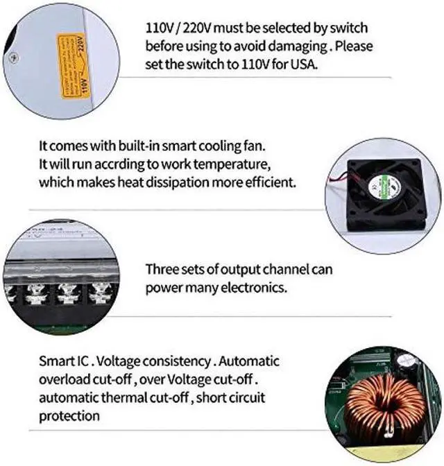 Alt view image 2 of 5 - NVVV LRS-350-24 Switching Power Supply 24V 14.6Amp Enclosed Switchable Power Supply