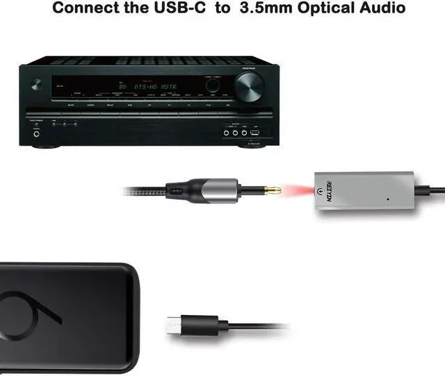 Alt view image 3 of 5 - Reiyin DA-03 USB-C DAC Audio Converter 192kHz 24bit Toslink Optical 3.5mm AUX Output External Sound Card