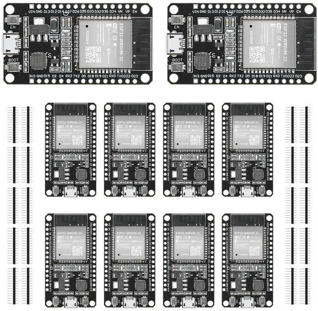 Main image of YEJMKJ 10pcs ESP32 ESP-32S Development Board ESP-WROOM-32 Module 2.4GHz Dual-Mode WiFi + Bluetooth Processor 2-in-1 Dual Cores Microcontroller Integrated Chip CP2102 for Arduino IDE