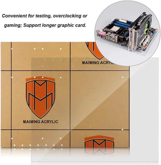 Alt view image 2 of 5 - ATX PC Open Frame ATX Test Bench Motherboard Overclock Computer Case DIY Mod Base Chassis for ATX Mothboard, 4mm Transparent Acrylic Frame PC Test Bench for Testing, Overclocking or Gaming
