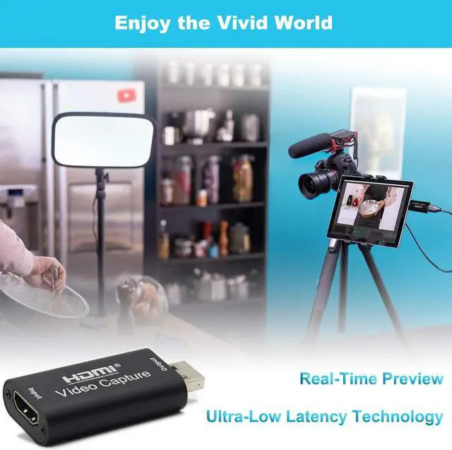 Alt view image 3 of 5 - BlueAVS HDMI to USB Video Capture Card 1080P for Live Video Streaming Record via DSLR Camcorder Action Cam - Capture 1080P@30Hz (Metal-Black)