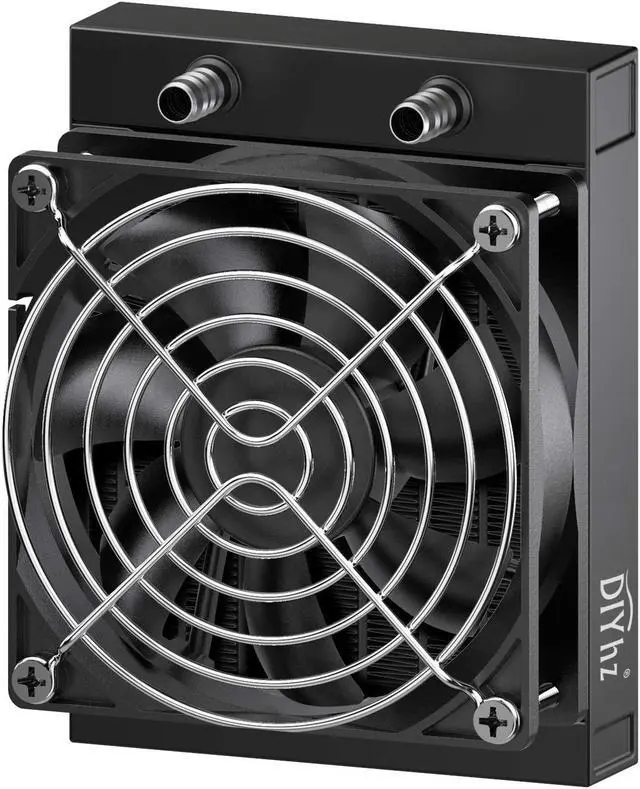 Main image of DIYhz Water Cooling Computer Radiator, 12 Pipe Aluminum Heat Exchanger Liquid Cooling Radiator Heat Sink 120mm with Fan for CPU PC Laser Water Cool System DC12V Black