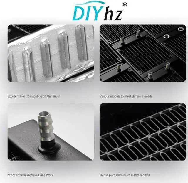 Alt view image 4 of 5 - DIYhz Water Cooling Computer Radiator, 12 Pipe Aluminum Heat Exchanger Liquid Cooling Radiator Heat Sink 120mm with Fan for CPU PC Laser Water Cool System DC12V Black