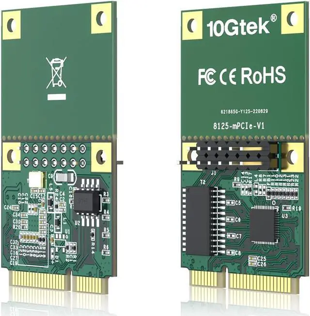 Alt view image 4 of 5 - H!Fiber Mini PCIe 2.5G Ethernet Network Card, Realtek RTL8125 Controller, 10/100/1000/2500 Mbps Single RJ45 Port, 2.5 Gigabit NIC with 0.3m(0.98ft) Cable, Mini Pice Interface, not for M.2